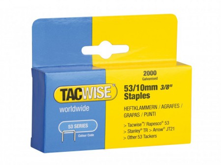 Tacwise 53 Light Duty Staples 10mm (Type JT21, A) Pack 2000