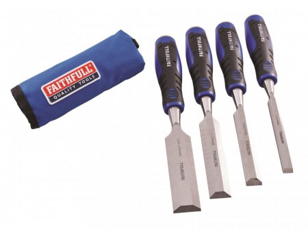 XMS Faithfull 4 Piece Soft Grip Chisel Set in Roll