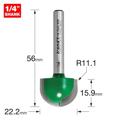 TREND C057X1/4TC RADIUS 11.1MM RAD X 22.2MM DIA     