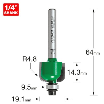 TREND C059X1/4TC S/GUIDED RAD 4.8MM RAD             