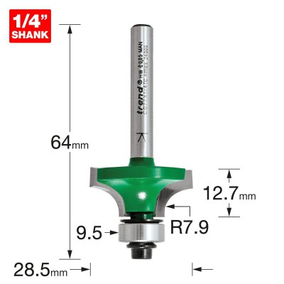 TREND C077X1/4TC ROUND/OVER 7.9MM RAD X 12.7MM CUT  