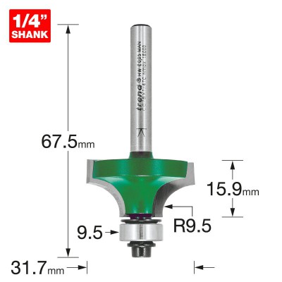 TREND C078X1/4TC ROUND/OVER 9.5MM RAD X 15.9MM CUT  