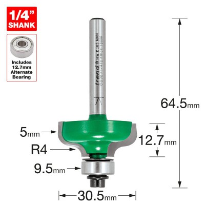 TREND C098X1/4TC S/GUIDED OGEE 5MM RAD              