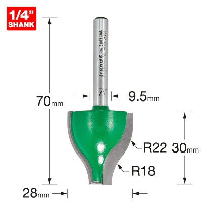 TREND C151X1/4TC VERT PANEL 22MM RAD1 X 18MM RAD2   