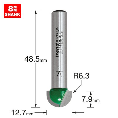 TREND C054X8MMTC RADIUS 6.3MM RAD X 12.7MM DIA      