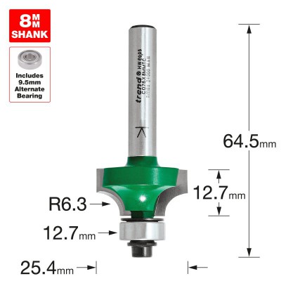 TREND C076X8MMTC ROUND/OVER 6.3MM RAD X 12.7MM CUT  