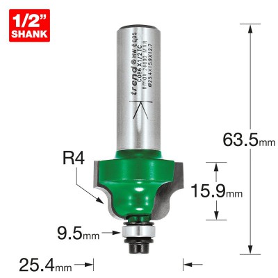 TREND C086X1/2TC GUIDED OGEE R4.0 X 15.9MM CUT      