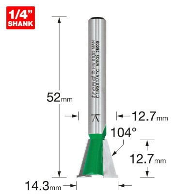 TREND C159X1/4TC DOVETAIL 12.7MM DIA X 104 DEG SPURS