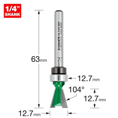 TREND C162X1/4TC DOVETAIL 12.7MM DIA X 104DEG GUIDED