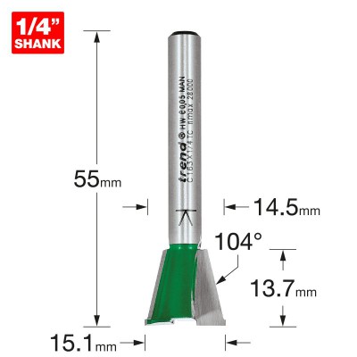 TREND C163X1/4TC DOVETAIL 15MM DIA X 104 DEG SPURS  