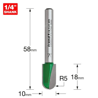 TREND C053AX1/4TC RADIUS 5.0MM RAD X 18MM CUT        