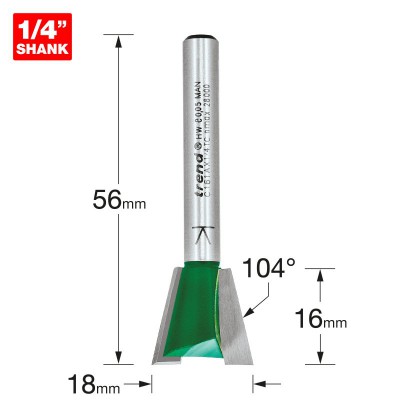 TREND C161AX1/4TC DOVETAIL 18MM DIA X 104 DEG        