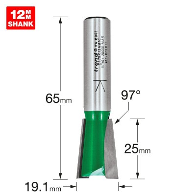 TREND C179X12MMTC DOVETAIL 19MM X 97 DEG X 25MM CUT  