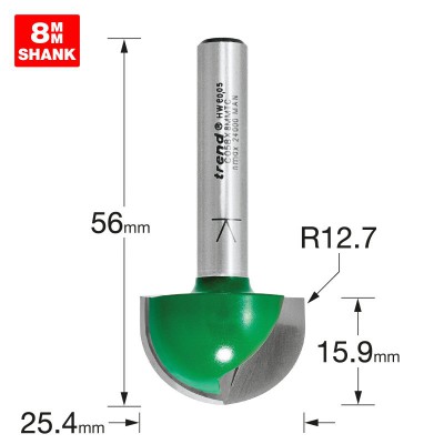 TREND C058X8MMTC RADIUS 12.7MM RAD X 25.4MM DIA     