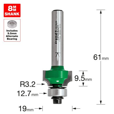 TREND C074X8MMTC ROUND/OVER 3.2MM RAD X 9.5MM CUT   