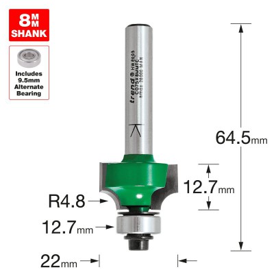 TREND C075X8MMTC ROUND/OVER 4.8MM RAD X 12.7MM CUT  