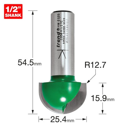 TREND C058X1/2TC RADIUS 12.7MM RAD X 25.4MM DIA     