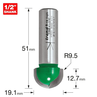 TREND C056X1/2TC RADIUS 9.5MM RAD X 19.1MM DIA      