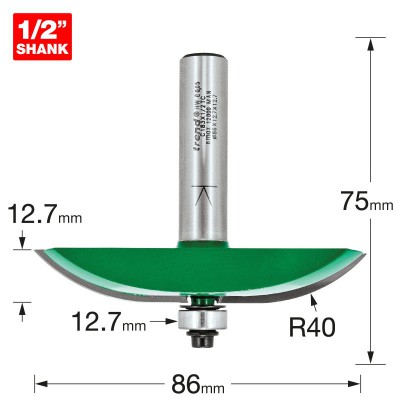 TREND C183X1/2TC B/GUIDED 40MM RAD P/RAISER 86MM DIA