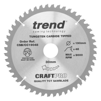 TREND CSB/CC19048 CRAFT BLADE CC 190MM X 48T X 30MM  