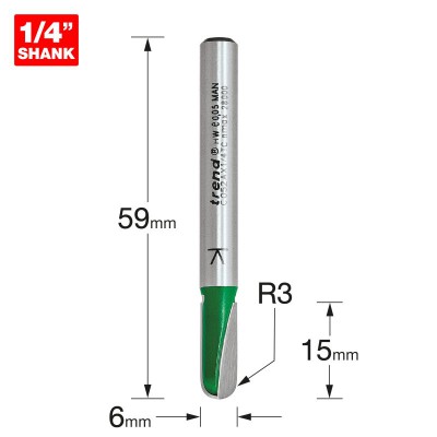 TREND C052AX1/4TC RADIUS CUTTER 3MM RAD              