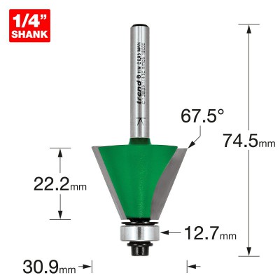 TREND C138BX1/4TC GUIDED BEVEL 67.5 DEG X 30.9MM DIA 