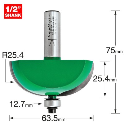 TREND C063CX1/2TC TWO FLUTE GUIDED COVE 25.4MM RAD   
