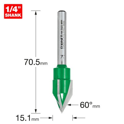 TREND C043CX1/4TC TRIPLE FLUTE ENGRAVER 60 DEG       