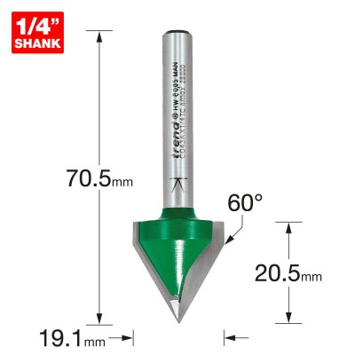 TREND C043AX1/4TC CHAMFER V GROOVE 60 DEG X 19MM DIA 