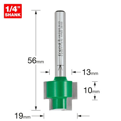 TREND C230X1/4TC REBATER 13MM/19MM DIA X 10MM CUT   