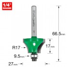 TREND C266X1/4TC B/GUIDED GLAZING BAR 17MM RAD      