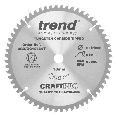 TREND CSB/CC18460T CRAFT BLADE CC 184MM X 60T X 16MM T