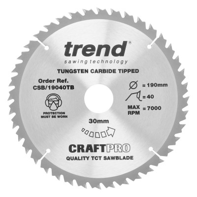 TREND CSB/19040TB CRAFT SAW BLADE 190 X 40T X 30 THIN