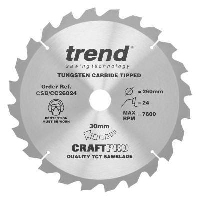 TREND CSB/CC26024 CRAFT BLADE CC 260MM X 24T X 30MM  