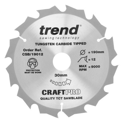 TREND CSB/19012 CRAFT SAW BLADE 190MM X 12T X 30MM 