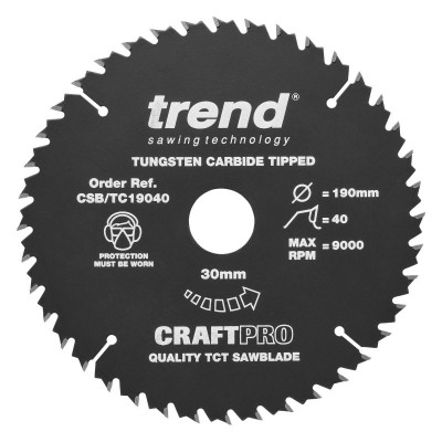 TREND CSB/TC19040 CRAFT SAW BLADE NS 190MMX40TX30MM  