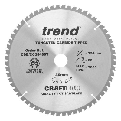 TREND CSB/CC25460T CRAFT BLADE CC 254MMX60TX30MM THIN 