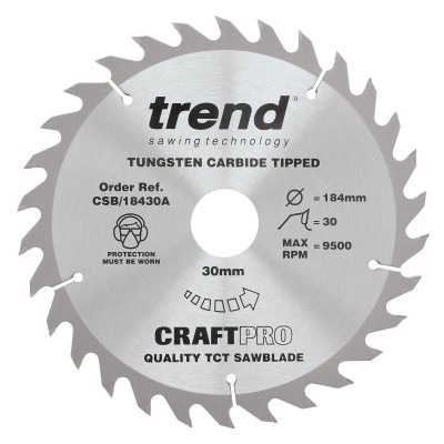 TREND CSB/18430A CRAFT SAW BLADE 184MM X 30T X 30MM 