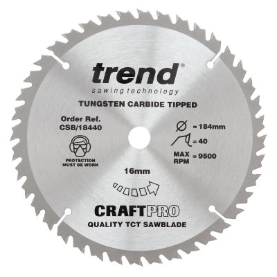 TREND CSB/18440 CRAFT SAW BLADE 184MM X 40T X 16MM 