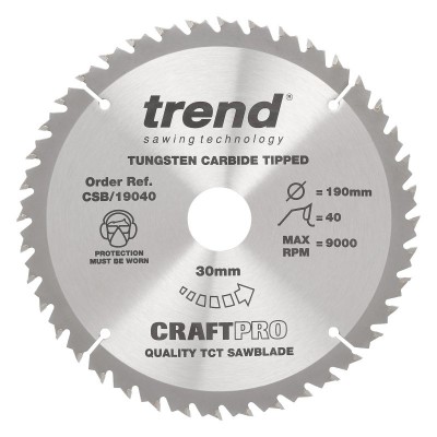 TREND CSB/19040 CRAFT SAW BLADE 190MM X 40T X 30MM 