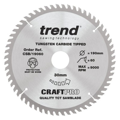 TREND CSB/19060 CRAFT SAW BLADE 190MM X 60T X 30MM 