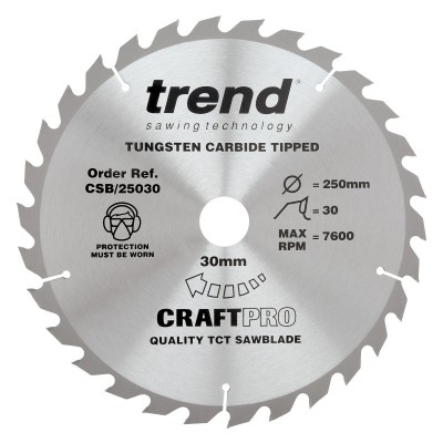 TREND CSB/25030 CRAFT SAW BLADE 250MM X 30T X 30MM 