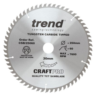 TREND CSB/25060 CRAFT SAW BLADE 250MM X 60T X 30MM 