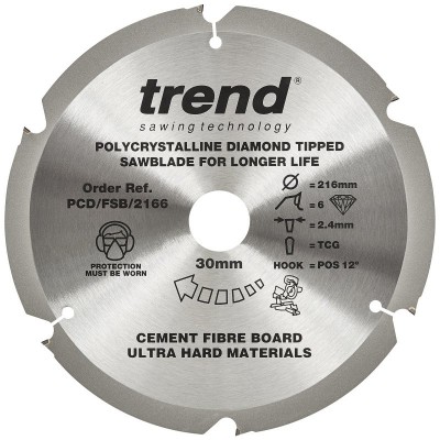 TREND PCD/FSB/2166 FIBRE CEMENT SAWBLADE PCD 216X6TX30MM