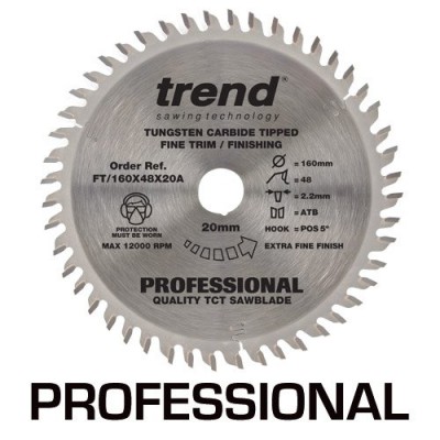 TREND FT/160X48X20A SAW BLADE FINE TRIM 160MMX48TX20MM 