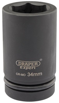 DRAPER Expert 34mm 1\" Square Drive Hi-Torq® 6 Point Deep Impact Socket