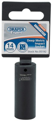 DRAPER Expert 14mm 1/4\" Square Drive Hi-Torq® 6 Point Deep Impact Socket