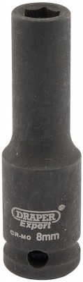 DRAPER Expert 8mm 3/8\" Square Drive Hi-Torq® 6 Point Deep Impact Socket