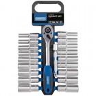 DRAPER 1/2\" Sq. Dr. Combined MM/AF Deep Socket and Ratchet Set (20 Piece)