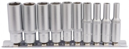 DRAPER 1/4\" Sq. Dr. Metric Deep Sockets on Metal Rail (10 piece)